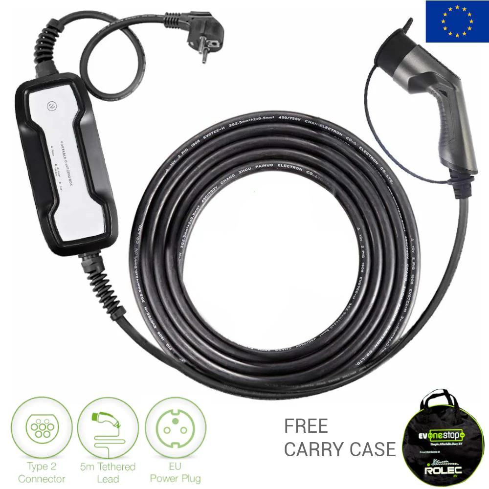 EV Home charging cable, Type 2 to Schuko plug, 10/16 Amp