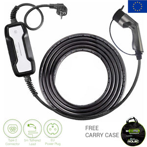 Câble de recharge EV Home | Type 2 à fiche Schuko | 10/16 Amp | 5/10 Mètres | Mode 2 | Mode 2
